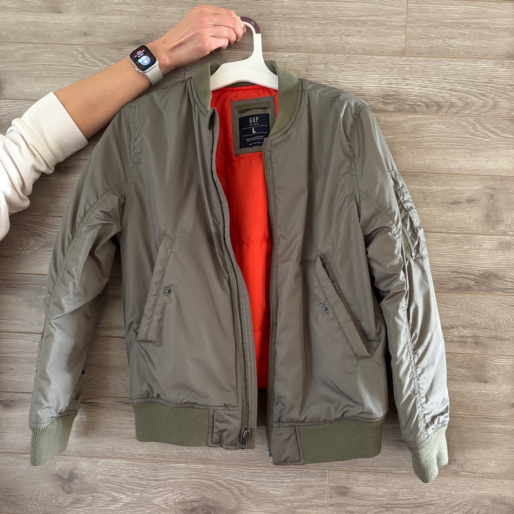 GAP Kids Army Green Flight Jacket, Size L